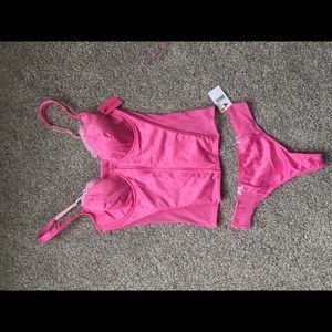 Betsey Johnson hot pink lingerie set 36C and S